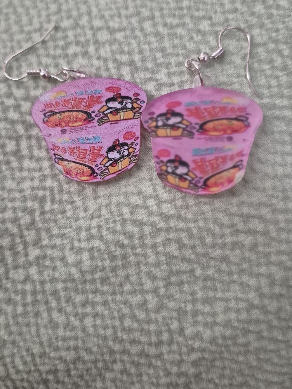 New Pink Novelty Ramen Noodle Cup Earrings - Women Jewelry